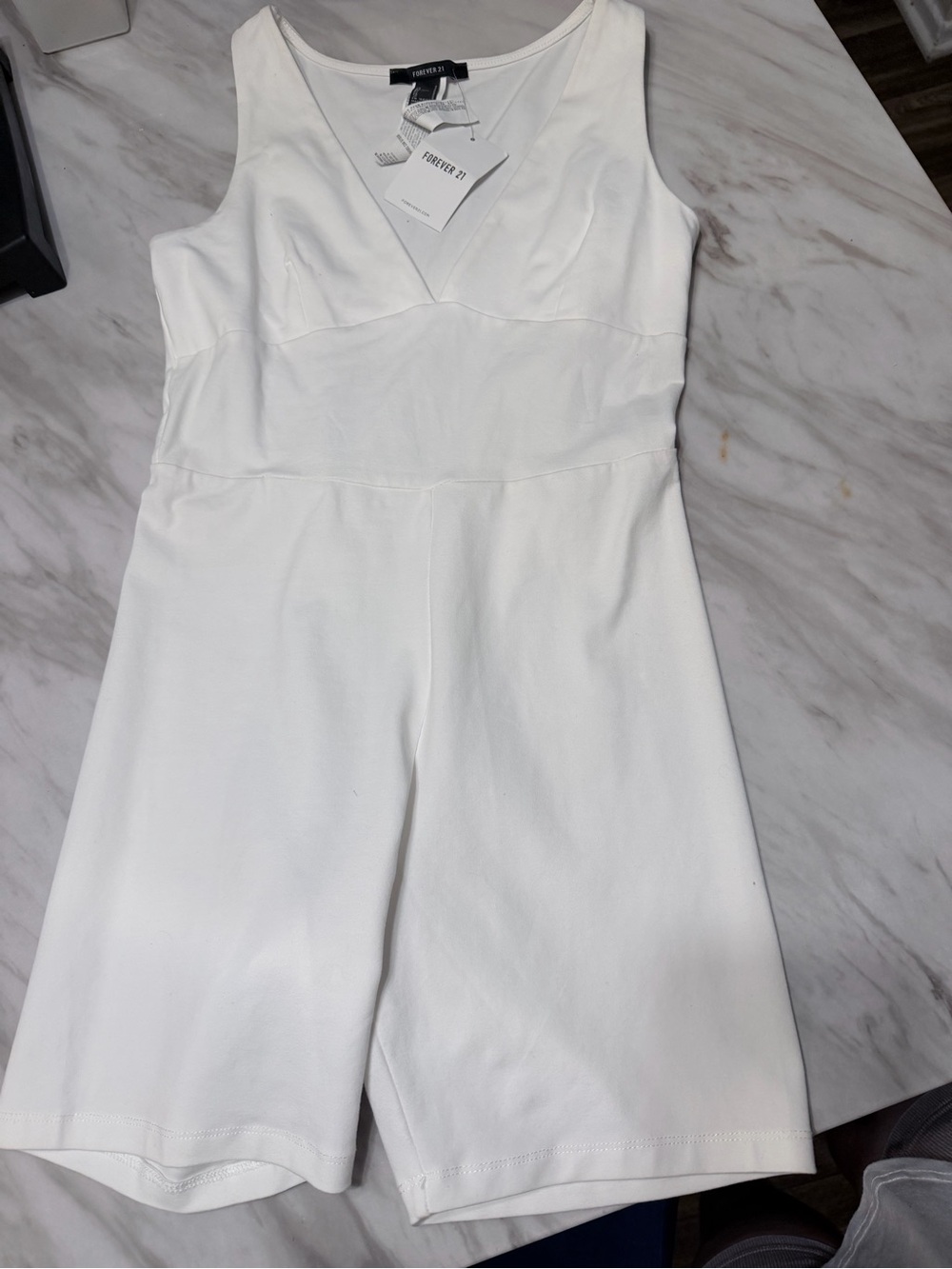 Forever 21 White Sleeveless V-Neck Romper Jumpsuit